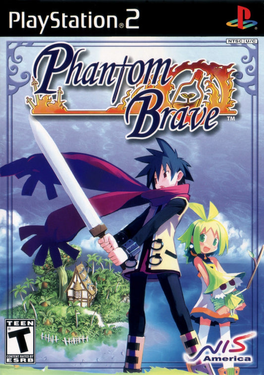 Phantom Brave PlayStation 2 PS2 for tactical role playing video game fans featuring turn based strategy battles grid free movement character customization fantasy storytelling magical abilities colorful anime inspired visuals deep RPG mechanics memorable characters collectible gaming appeal front cover art