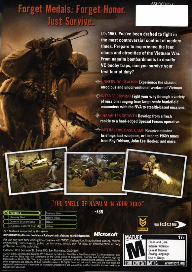 Shellshock: Nam 67 back cover art for Xbox (XBOX) video game