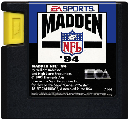 Madden NFL 94 cartridge for Sega Genesis (GEN) video game