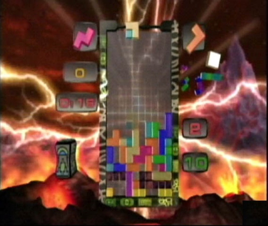 Tetris Worlds PS2 Sony PlayStation 2 puzzle game block stacking falling tetromino shapes classic arcade puzzle gameplay single player multiplayer modes high score challenge Atari Tetris franchise retro gaming PlayStation 2 software video game title gameplay