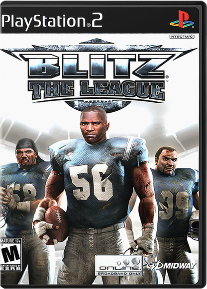 Blitz: The League for PlayStation 2 with intense arcade-style football theme cover art