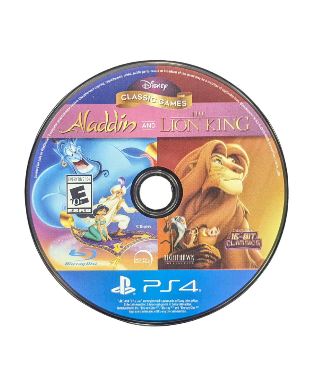 Disney Classic Games Aladdin and The Lion King PlayStation 4 PS4 retro game compilation bundle featuring 16-bit platformers definitive editions and bonus content disc