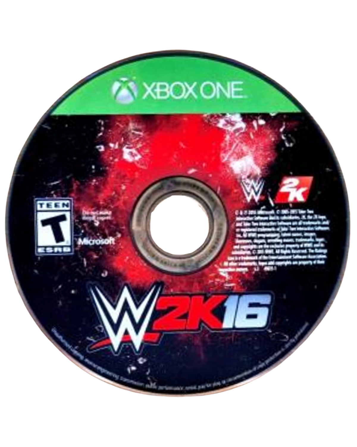 WWE 2K16 Xbox One video game, professional wrestling sports simulation, WWE superstars and legends, career and showcase modes, console title disc