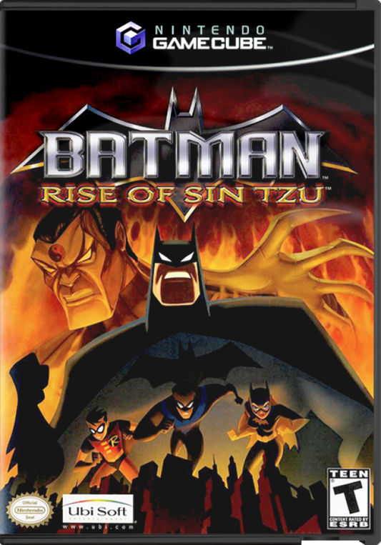 Batman Rise of Sin Tzu GameCube game featuring cooperative beat ’em up action and DC superhero combat gameplay front cover