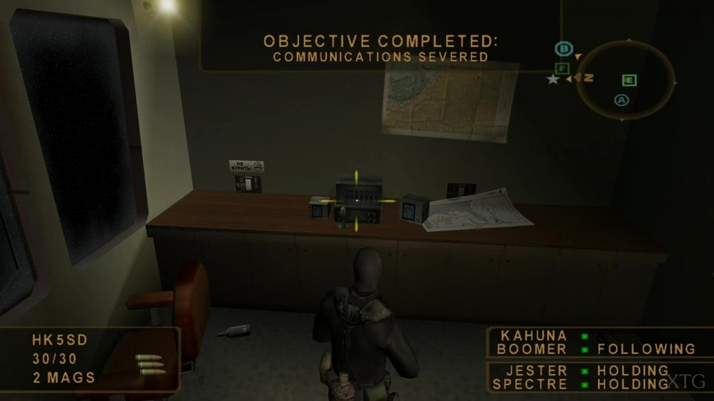 SOCOM: U.S. Navy Seals [Greatest Hits] for PlayStation 2 (PS2) featuring elite tactical squad-based warfare where you lead a four-man team through high-stakes global missions; use stealth, teamwork, and precise strategy to neutralize terrorists in this definitive military shooter that pioneered online play for the PS2 platform gameplay screenshot