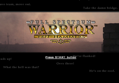 Full Spectrum Warrior: Ten Hammers title screen for PlayStation 2 (PS2) modern military tactical squad-based action video game
