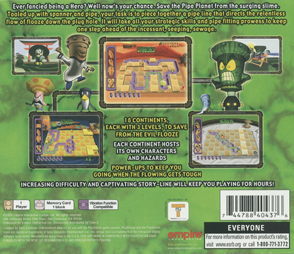Pipe Dreams 3D back of case for PlayStation 1 (PS1) puzzle video game