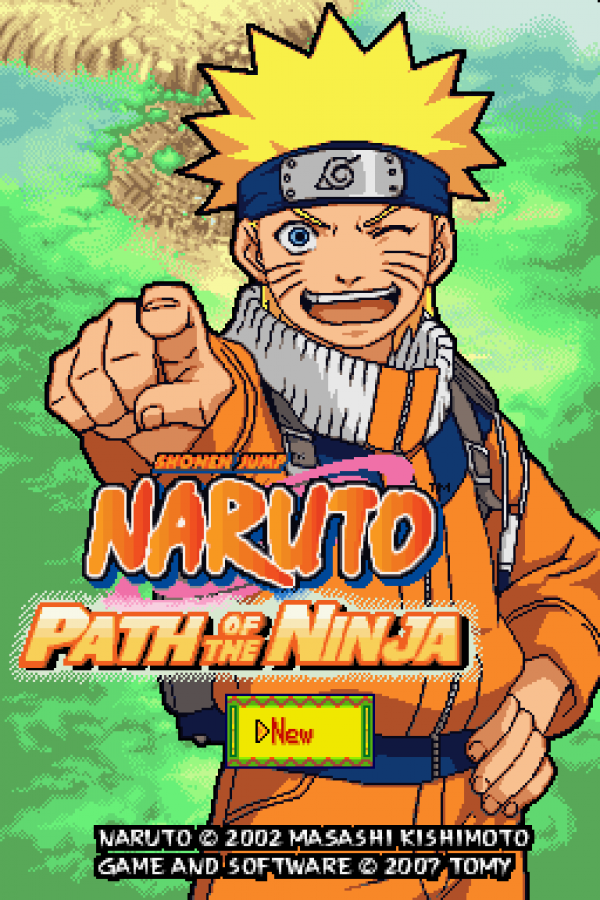 Naruto: Path of the Ninja start menu for Nintendo DS (DS) anime RPG adventure video game