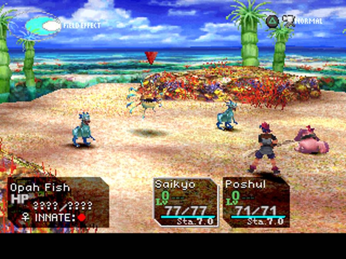 Retro Chrono Cross PS1 inspired design featuring classic JRPG fantasy aesthetic vintage PlayStation adventure surreal parallel worlds ensemble cast magical realism vibrant ocean island setting iconic Squaresoft storytelling nostalgic role playing game presentation gameplay