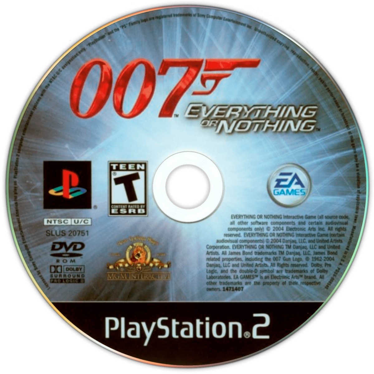 007: Everything or Nothing PS2 action-adventure video game disc
