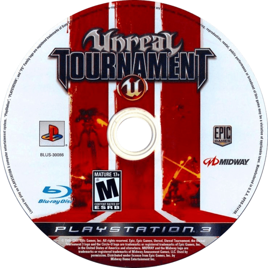 Unreal Tournament III disc for PlayStation 3 (PS3) video game