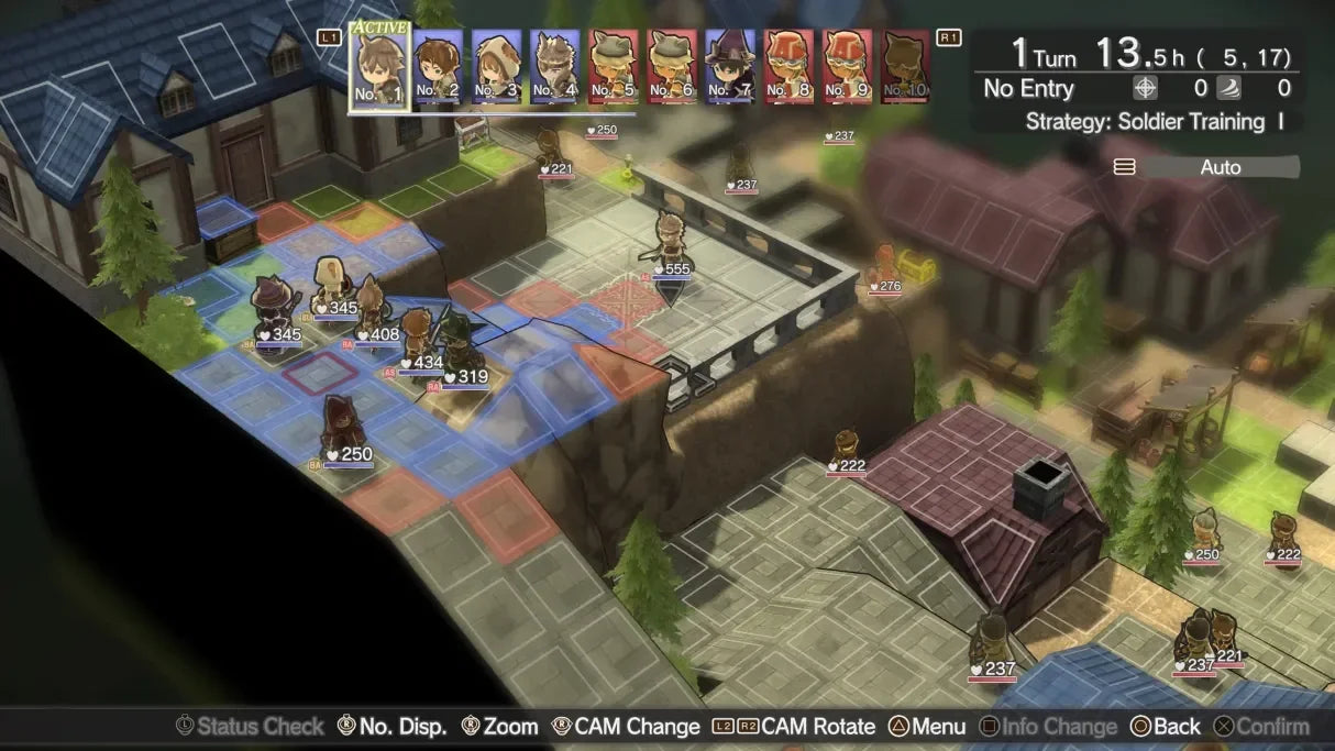 Cross Tails [Import] for PlayStation 5 (PS5) at Gamers INC, featuring a deep tactical RPG experience with a classic quarter-view perspective, where you command customizable units in a story-driven conflict between the feline Kingdom of Ranverfurt and the canine Republic of Hinkula gameplay screenshot