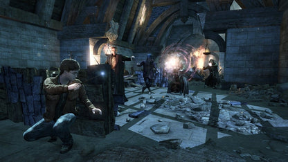 Harry Potter and the Deathly Hallows Part 2 Nintendo Wii Wii video game featuring action adventure gameplay Harry Potter wizarding combat spell casting magical battles Hogwarts exploration story driven missions iconic Harry Potter characters and classic Nintendo Wii gameplay retro video game collection collectible gaming appeal gameplay