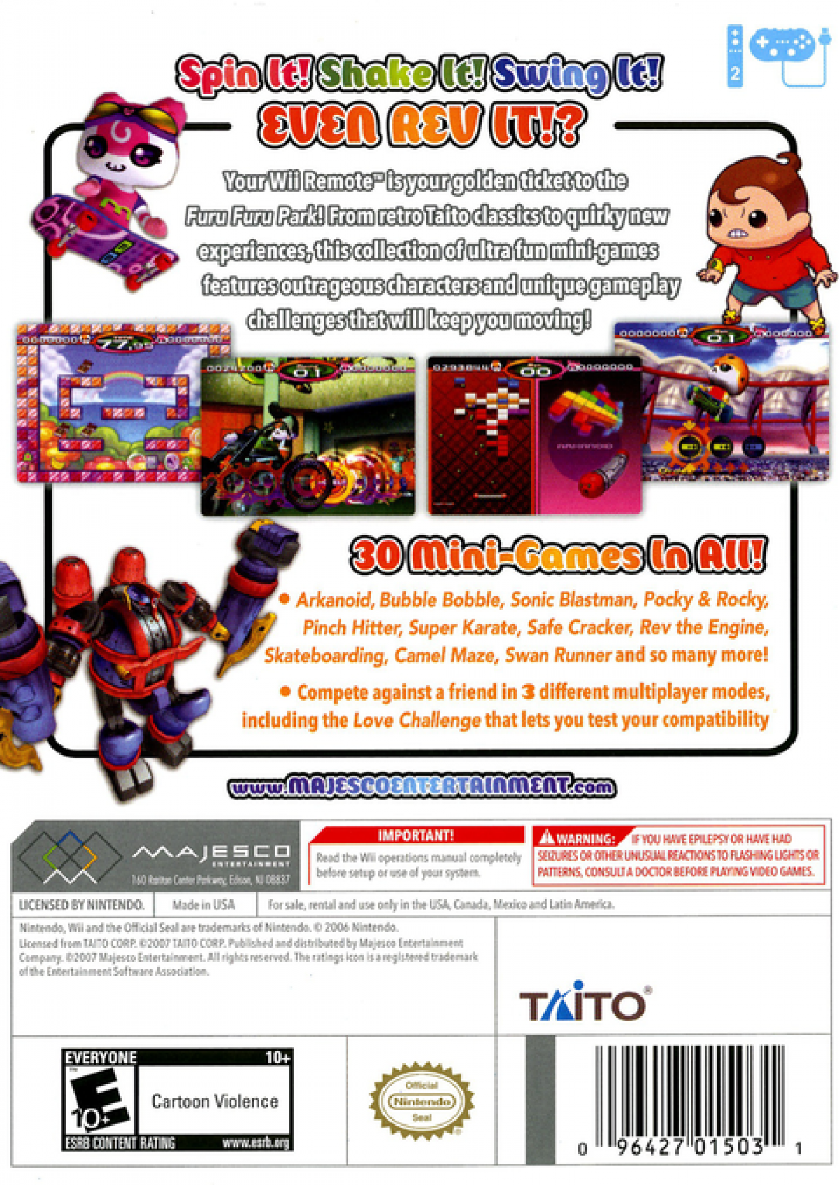 Furu Furu Park – Nintendo Wii (Wii) party mini-game collection back of case for video game