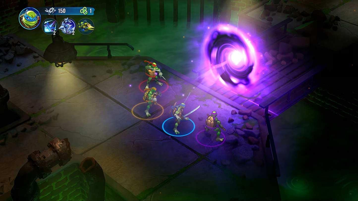 Teenage Mutant Ninja Turtles Splintered Fate Deluxe Edition Nintendo Switch inspired design featuring action roguelike adventure aesthetic cooperative turtle team combat fast paced isometric battles mutant enemies New York City inspired settings elemental abilities and arcade style gameplay presentation gameplay