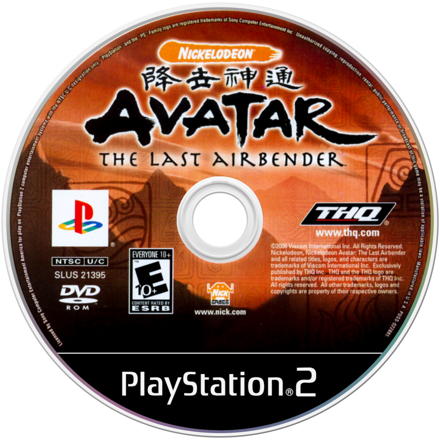 Avatar The Last Airbender PlayStation 2 action-adventure video game Aang Katara Sokka bending water earth fire air platforming combat elemental puzzles Nickelodeon cartoon license disc