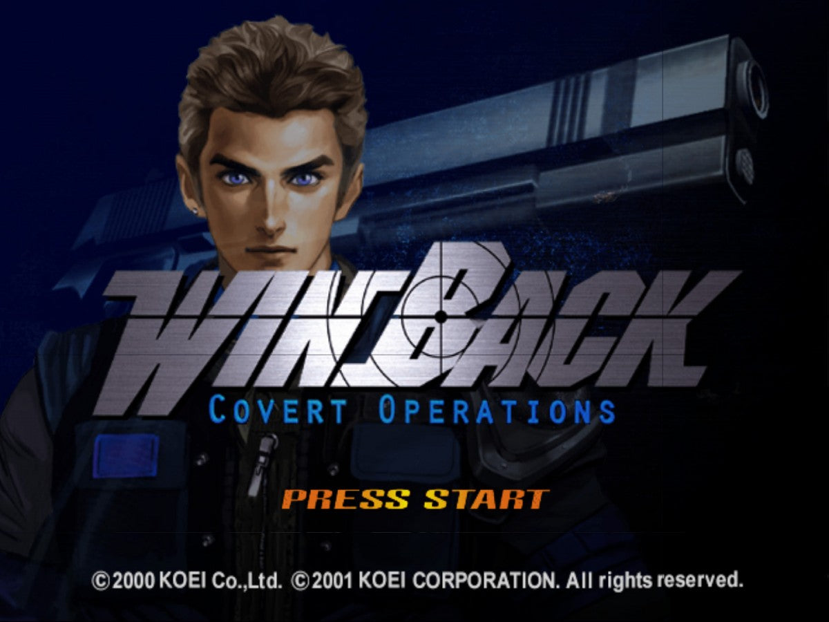 WinBack: Covert Operations – PlayStation 2 (PS2) video game title screen, tactical shooter.