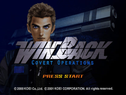 WinBack: Covert Operations – PlayStation 2 (PS2) video game title screen, tactical shooter.