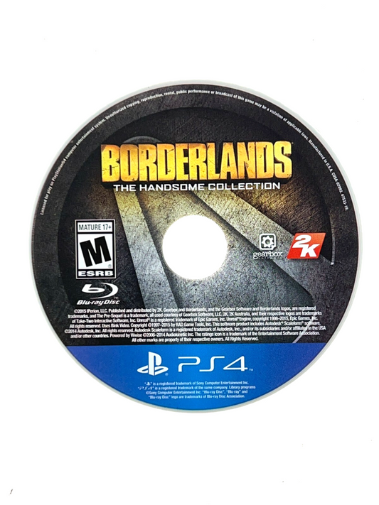 Borderlands The Handsome Collection PS4 game featuring cooperative looter-shooter gameplay, over-the-top humor, and remastered Borderlands adventures disc
