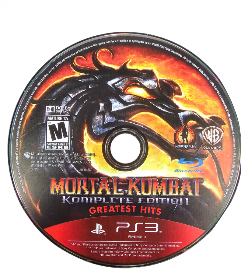Mortal Kombat Komplete Edition Greatest Hits PlayStation 3 PS3 for fighting video game fans featuring iconic Mortal Kombat characters brutal combat fatalities special moves story mode challenging battles and classic arcade style gameplay collectible retro Sony PlayStation gaming appeal disc