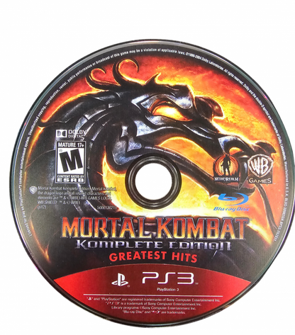 Mortal Kombat Komplete Edition Greatest Hits PlayStation 3 PS3 for fighting video game fans featuring iconic Mortal Kombat characters brutal combat fatalities special moves story mode challenging battles and classic arcade style gameplay collectible retro Sony PlayStation gaming appeal disc