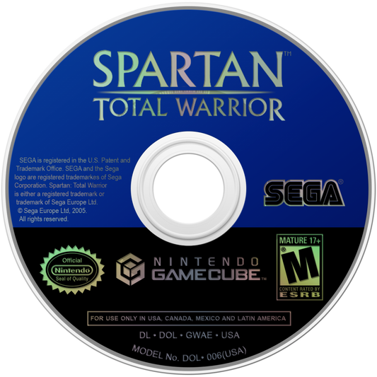 Spartan Total Warrior GameCube game featuring large-scale hack-and-slash combat and ancient warfare action gameplay disc