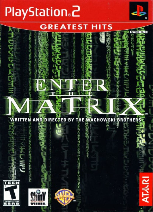 Enter the Matrix [Greatest Hits] cover art for PlayStation 2 (PS2) action-adventure video game based on The Matrix film series