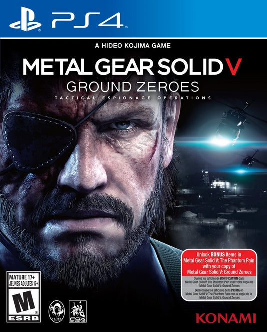 Metal Gear Solid V Ground Zeroes PlayStation 4 PS4 for action stealth video game fans featuring tactical espionage gameplay open world infiltration missions stealth combat realistic environments advanced weapons cinematic storytelling Snake character operations and immersive military adventure collectible gaming appeal front cover art