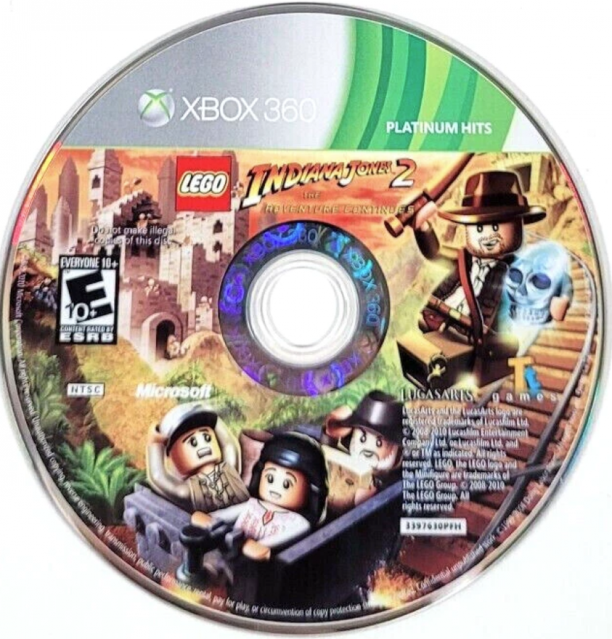 LEGO Indiana Jones 2: The Adventure Continues [Platinum Hits] disc for Xbox 360 (X360) action-adventure video game