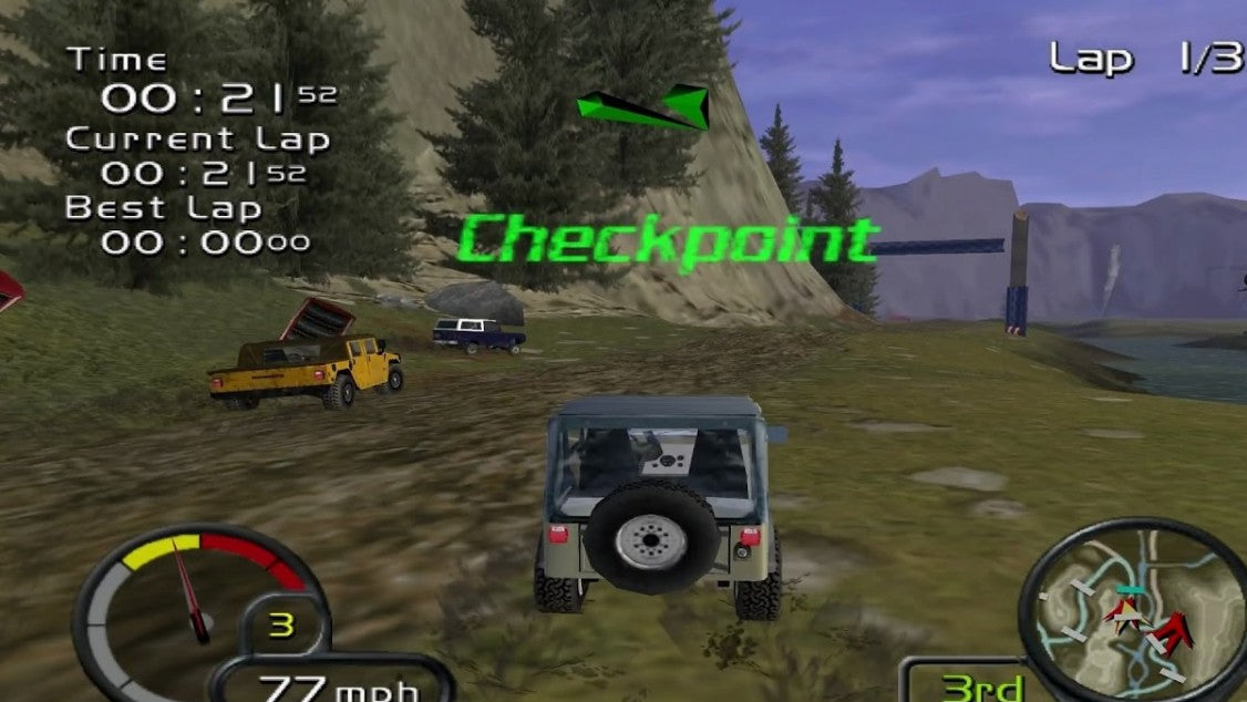 Test Drive Off-Road 2 game for the PlayStation featuring off road racing gameplay with trucks and SUVs rugged terrain environments multiple race modes and arcade style handling across dirt tracks mud and outdoor courses gameplay 
