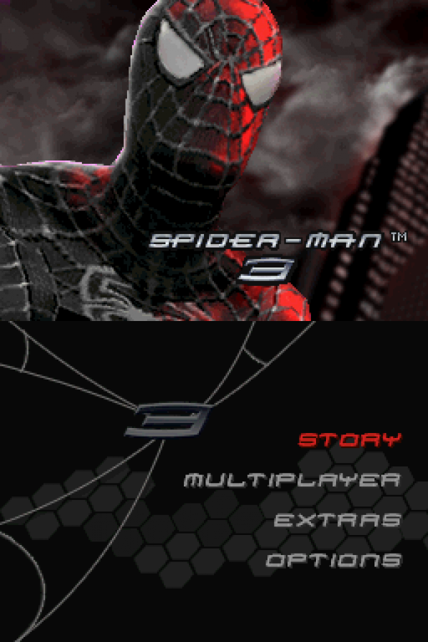 Spider-Man 3 action adventure superhero start acreen for Nintendo DS (DS) video game