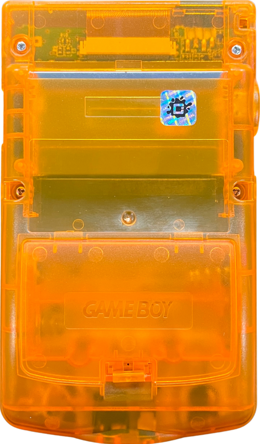 Nintendo Game Boy Color clear orange custom shell console transparent orange handheld gaming system GBC hardware custom housing modded shell retro portable console cartridge based gaming device vintage gaming system back
