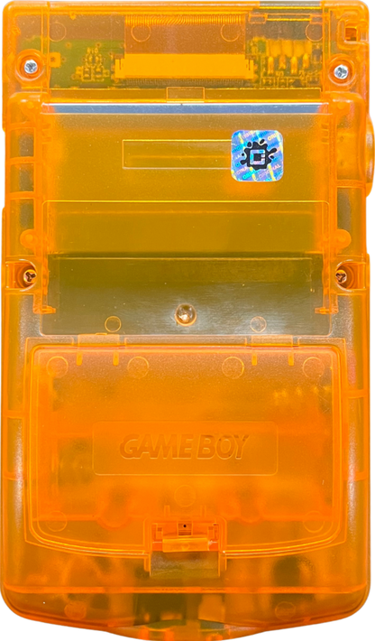 Nintendo Game Boy Color clear orange custom shell console transparent orange handheld gaming system GBC hardware custom housing modded shell retro portable console cartridge based gaming device vintage gaming system back
