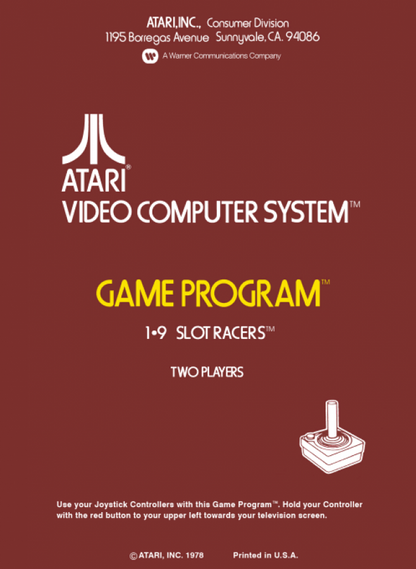 Slot Racers back cover art for Atari 2600 (2600) video game
