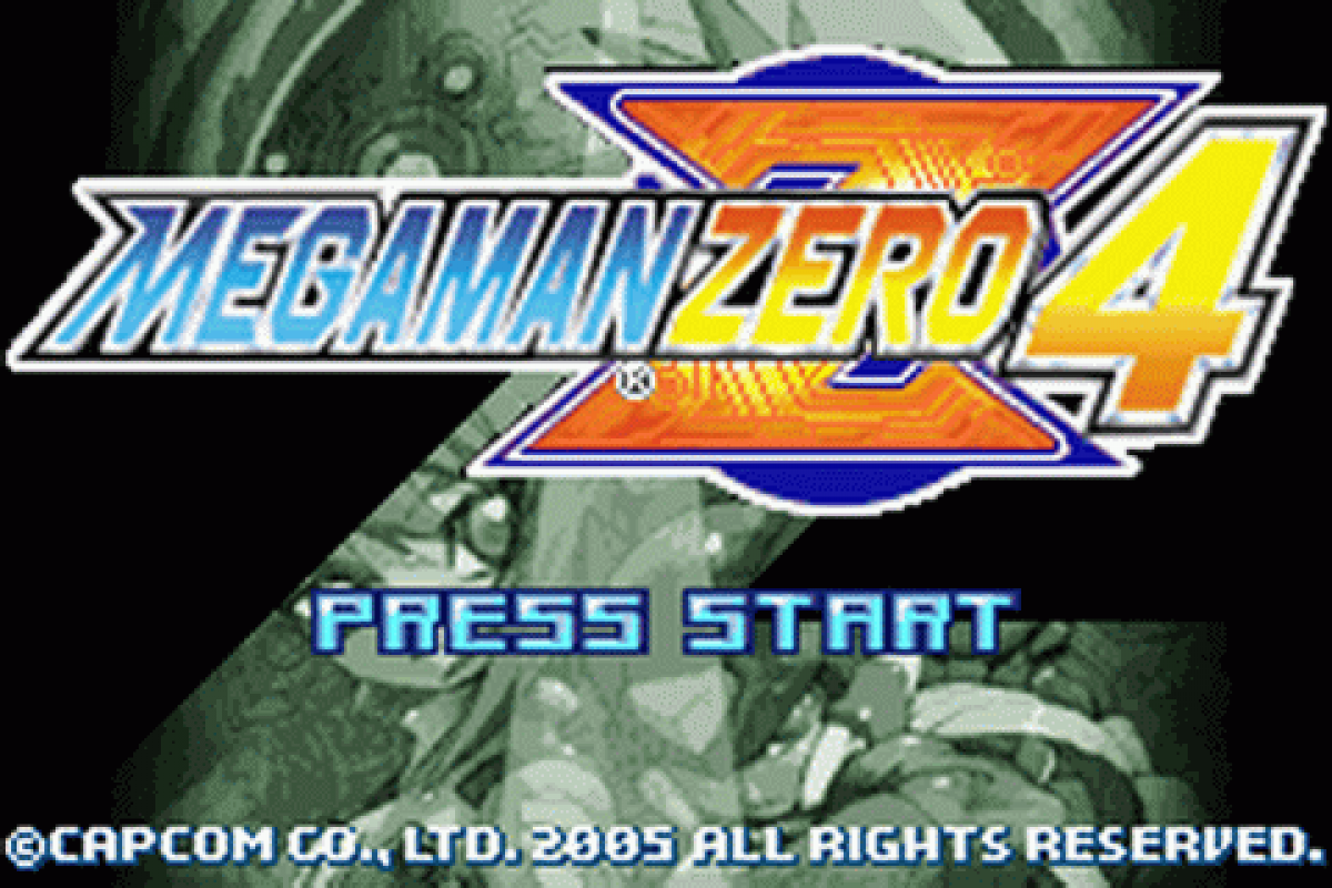 Mega Man Zero 4 start menu for Game Boy Advance (GBA) video game