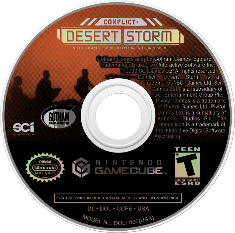 Conflict: Desert Storm disc for GameCube (GC) tactical military shooter video game