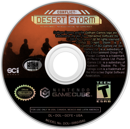 Conflict: Desert Storm disc for GameCube (GC) tactical military shooter video game