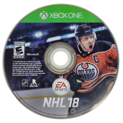NHL 18 disc for Xbox One (XONE) sports hockey video game