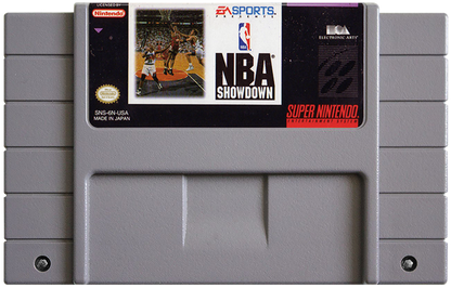 NBA Showdown for Super Nintendo Entertainment System with classic 16-bit basketball simulation theme cartridge