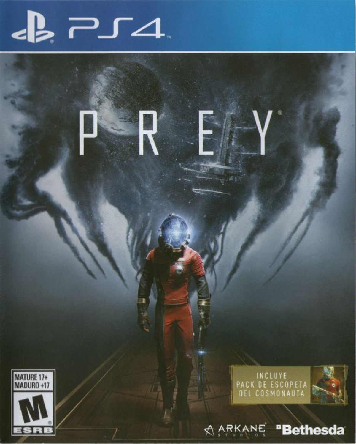 PREY cover art for PlayStation 4 (PS4) horror-survival game. 