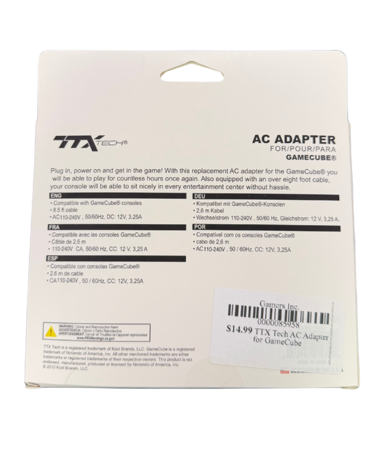 TTX Tech AC Adapter for GameCube accessory for Nintendo GameCube GC