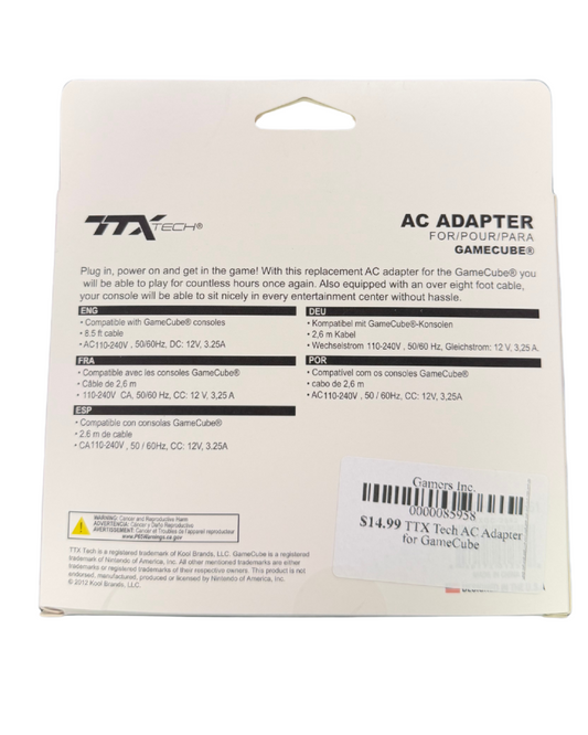 TTX Tech AC Adapter for GameCube accessory for Nintendo GameCube GC
