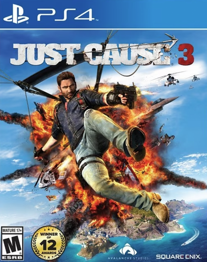 Just Cause 3 – PlayStation 4 (PS4) video game cover image, open-world action-adventure game.