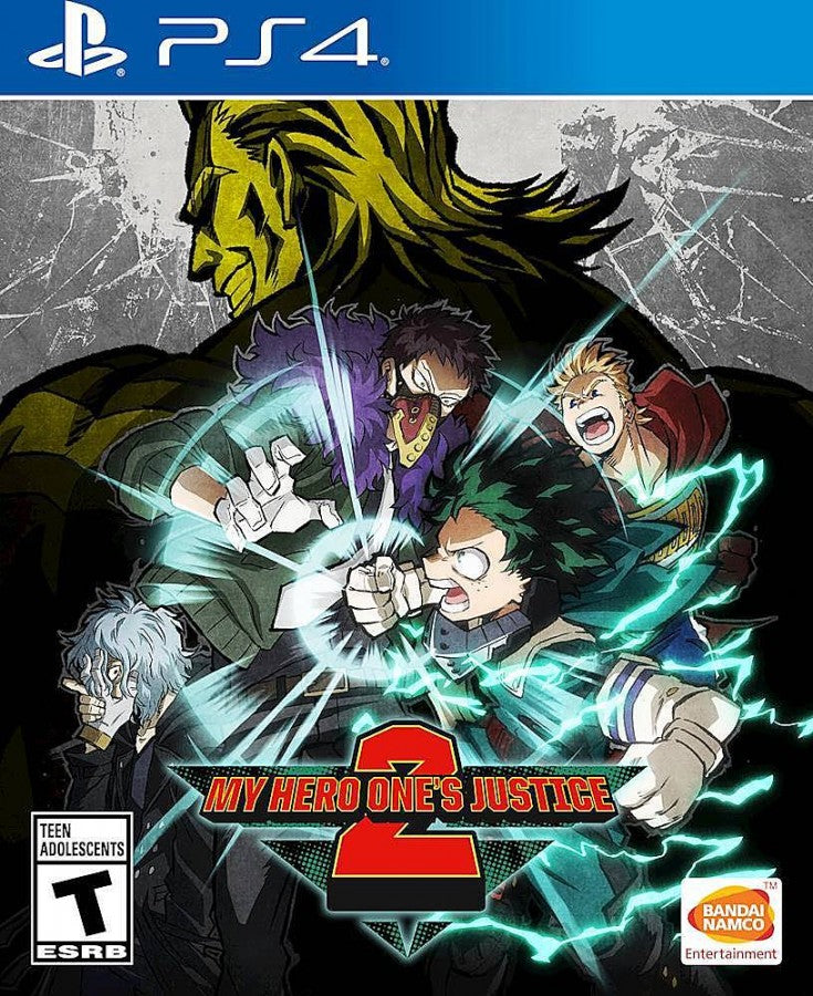 My Hero One's Justice 2 – PlayStation 4 (PS4) video game cover art, action fighting game with superpowered heroes and intense battles