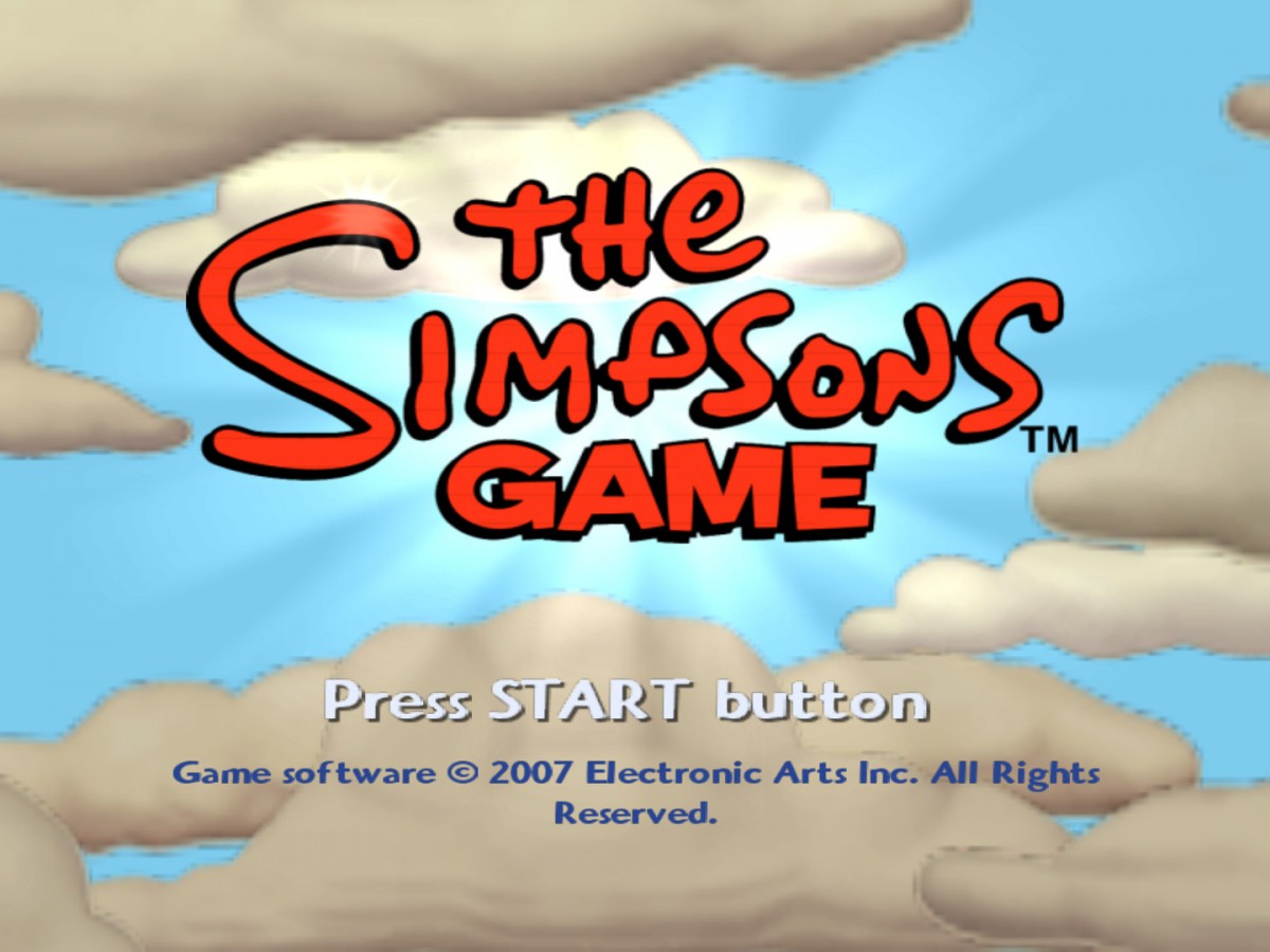 The Simpsons Game – PlayStation 2 (PS2) video game title screen, action-adventure platformer.