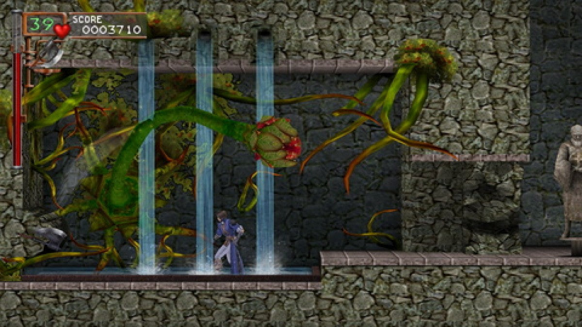 Castlevania Dracula X Chronicles PlayStation Portable PSP for action platforming video game fans featuring gothic adventure vampire hunting side scrolling combat challenging enemies castle exploration powerful weapons classic Castlevania gameplay remastered graphics and multiple game experiences collectible gaming appeal gameplay