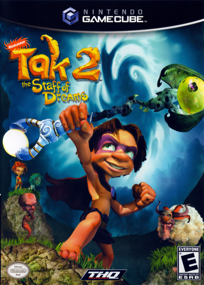 Tak 2 The Staff of Dreams Nintendo GameCube for retro video game enthusiasts featuring action platforming gameplay fantasy adventure missions magical abilities exploration based levels puzzle solving mechanics and collectible gaming appeal front cover