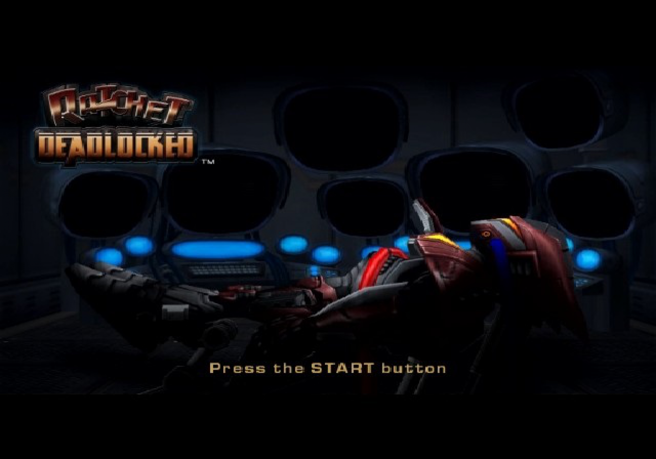Ratchet Deadlocked PS2 PlayStation 2 third person shooter action platformer game retro video game title screen