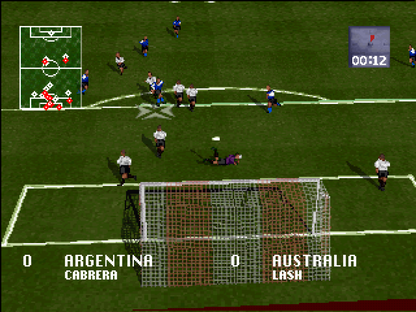 Striker '96 gameplay for PlayStation 1 (PS1) soccer sports video game