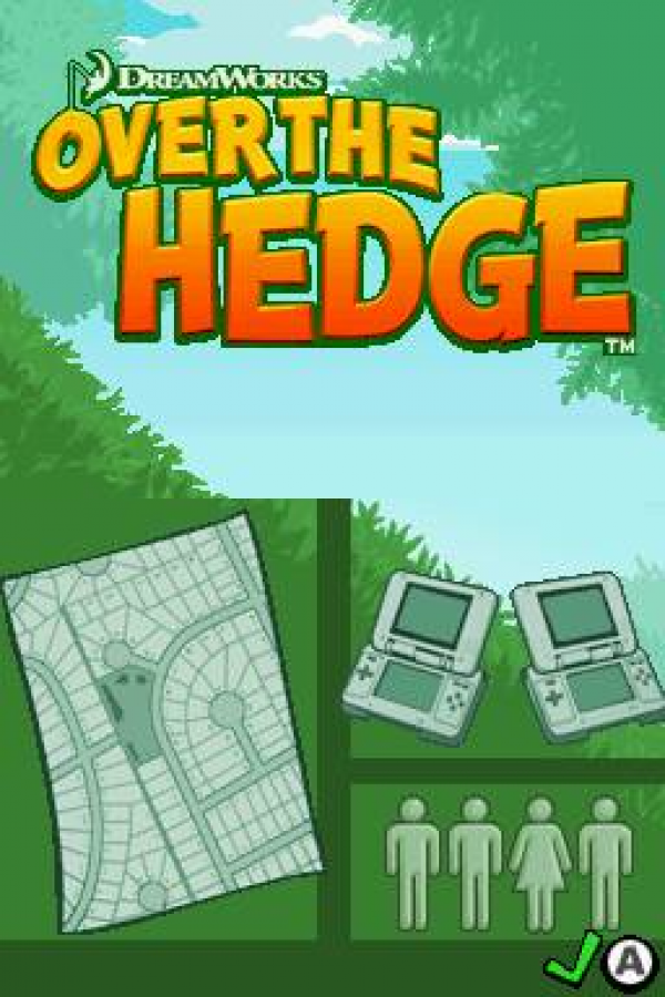Over the Hedge title page for Nintendo DS (DS) animated movie-based adventure video game